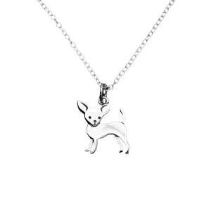 Sterling Silver Chihuahua Charm Necklace - Tiny 13×10mm Dog Pendant on 18'' Chain - Handmade Gift for Dog Moms & Pet Lovers CY Design Studio Sterling Silver Chihuahua Charm Necklace Tiny 13 10mm Dog Pendant on 18 C
