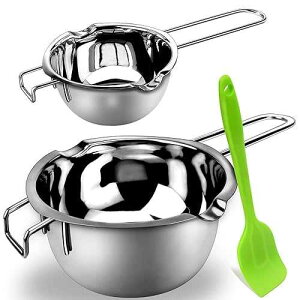 Double Boiler Pot Set for Melting Chocolate, Butter, Cheese, Caramel and Candy - 18/8 Steel Melting Pot, 2 Cup Capacity, Including The Biggest and Smallest Capacity... Sysmie Double Boiler Pot Set for Melting Chocolat