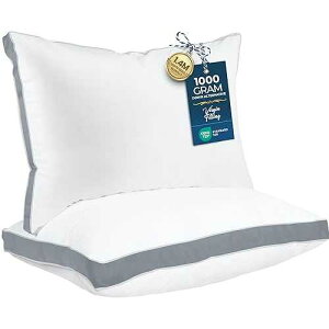 Utopia Bedding Bed Pillows for Sleeping Queen Size (Grey), Set of 2, Soft & Fluffy Pillow with Down Alternative Filling, Cooling, Hotel Quality, Gusseted Pillow for Back, Stomach or Side Sleepers