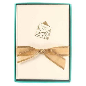 Graphique Just a Note La Petite Presse Boxed Notecards, 10 Embellished Gold Foil BlankThank You Cards with Matching Envelopes and Storage Box, 3.25 x 4.75