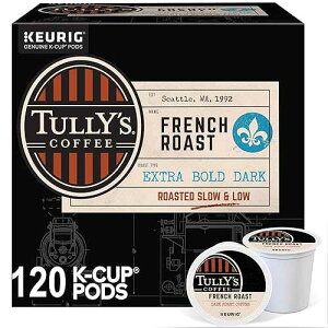 Tully's Coffee, French Roast, Single-Serve Keurig K-Cup Pods, Dark Roast Coffee, 120-Count (5 Boxes of 24 Pods)