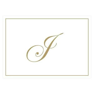 Caspari Gold Embossed Initials Boxed Note Cards in Letter J, 8 Cards & Envelopes