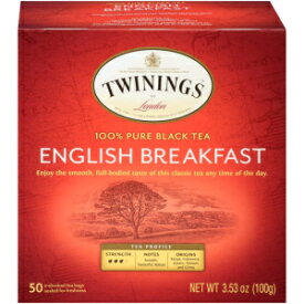 トワイニング オブ ロンドン イングリッシュ ブレックファスト ティーバッグ 50 個 Twinings of London English Breakfast Tea Bags, 50 Count