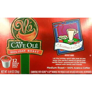 HEB Cafe Ole' Holiday Roast Single Serve Coffee Cups 12 Per Box - Medium Roast (Pack of 4 Boxes - 48 Cups) Select Flavor Below (Christmas in a Cup - Blend of Spices & Vanilla)