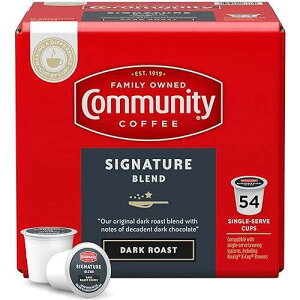 Community Coffee Signature Blend 54 Count Coffee Pods, Dark Roast, Compatible with Keurig 2.0 K-Cup Brewers, Box of 54 Pods