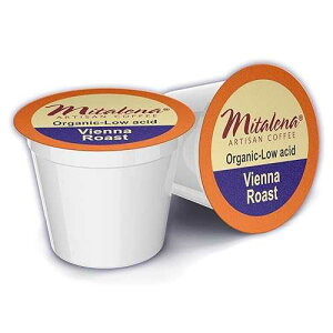 Mitalena Vienna Roast Low Acid Organic Coffee Pods - Medium Light Roast for Keurig K-cup Maker - Artisan Coffee Without Heartburn and Acid Reflux - 72 Cups Mitalena Gourmet Coffee Mitalena Vienna Roast Low Acid Organic