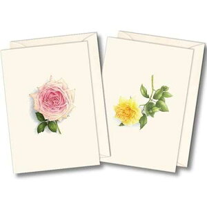 Earth Sky + Water - Rose Assortment Notecard Set - 8 Blank Cards with Envelopes (4 each of 2 styles)