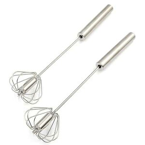 Mayata 2PCS Semi Automatic Mixer Egg Beater Manual Self Turning Stainless Steel Whisk Hand Blender Egg Cream Stirring Kitchen Tools