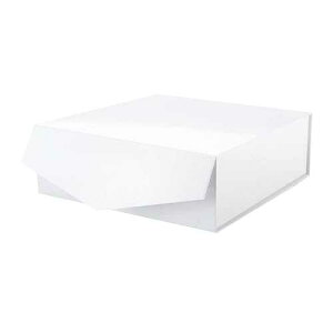 MALICPLUS Gift Box with Lid 9x9x3.4 Inches, White Bridesmaid Proposal Box with Magnetic Closure for All Occasion (Glossy White)