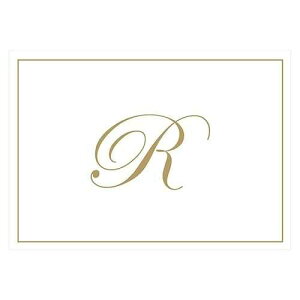 Caspari Gold Embossed Initials Boxed Note Cards in Letter R, 8 Cards & Envelopes