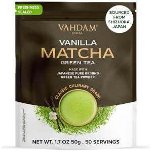VAHDAM, Vanilla Matcha Green Tea Powder - 1.76oz / Pure Madagascar Vanilla + Premium Authentic Japanese Matcha / Hot or Iced - Vegan & Gluten-Free