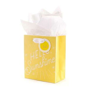 Hallmark 6 Small Yellow Gift Bag with Tissue Paper - Hello Sunshine - For Baby Showers, Birthdays, Get Well or Any Occasion