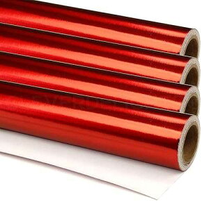 CleverDelights 4-Pack Metallic Red Wrapping Paper - 30 Inch x 25 Feet Jumbo Rolls - 250 Sq Ft - Shiny Gift Wrap Wedding Christmas Holiday