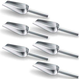 Mudder 6 Pack 6 Ounce Stainless Steel Ice Scoop Small Metal Candy Scoop Mini Ice Cube Scoop Little Sugar Scoop Cream Scoop for Home Kitchen Food Jars Coffee Beans Bar Buffet
