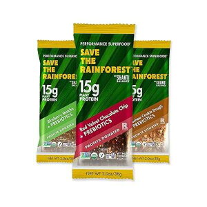 SHANTI BAR SAVE THE RAINFOREST by SHANTI BALANCE / 3 New Flavors / 15G Plant Protein / Organic Gluten Free Superfood / Gut Health Prebiotics + No-Bloat Fiber / 4 of each flavor, 12 Count, 2 oz Bars