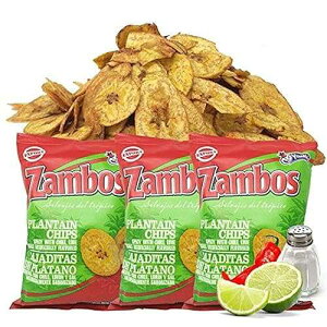 Zambos Plantain Chips: Spicy with Chili,Lime and Salt (Tajaditas de Pl tano con Chile + Lim n y Sal) Crunchy with spicy taste that many like / Salvajes del Tr pico / 5.46 ounces (155grams) 3 pack