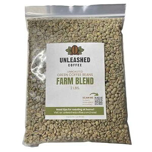 Unleashed Coffee Unroasted Farm Blend Arabica Whole Bean Coffee Direct Trade Green Coffee Beans for Roasting Small Lot, Farm Fresh Gourmet Coffee (Farm Blend, 2 LB)