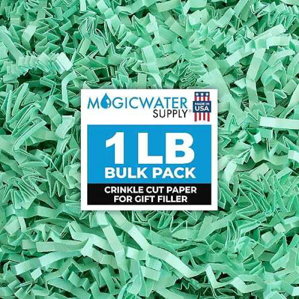 MagicWater Supply Crinkle Cut Paper Shred Filler-1LB Mint Green-Decorative & Protective Packaging for Bridesmaid Gifts & Bridesmaid Proposal Gifts Holiday Stuffers Birthdays Wedding & Anniversaries