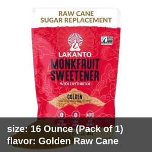 Lakanto Golden Monk Fruit Sweetener With Erythritol, Raw Cane Sugar Substitute From Monk Fruit Extract, Raw Sugar Replacement for Baking, Coffee & Tea, Gluten Free, Low Carb, Non GMO, Keto, 1 LB Bag