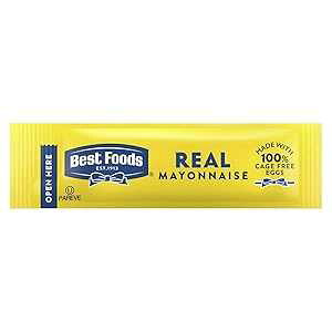 Best Foods Real Mayonnaise Stick Packets Easy Open, Condiment for Sandwiches, Salads, Mayo Made with 100% Cage Free Eggs, Gluten Free, 0.38 oz, Pack of 210