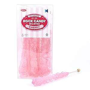 Espeez Extra Large Rock Candy Sticks: 12 Pink Cherry Lollipop - Individually Wrapped - Crystal Rock Candy Sticks for Party Favors, Candy Buffet, Birthdays, Weddings, Receptions, Bridal and Girl Baby Shower