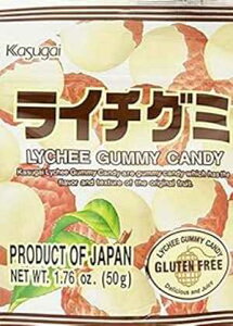 tO~LfBAC`A1.76 IX t䐻 Kasugai Gummy Candy, Lychee, 1.76 oz