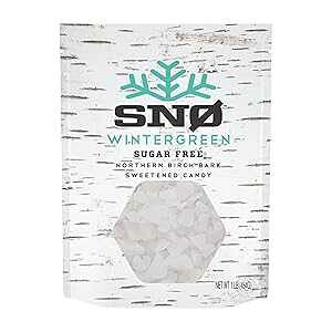 SNO Wintergreen Xylitol Candy Chips - SN 1LB Bag - Handcrafted w/ONLY 2 Ingredients Diabetic-friendly, Non-GMO, Vegan, Keto, GF & Kosher Purest sugar-free candy in the world!