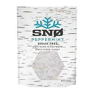 SNO Peppermint KETO Xylitol Candy Chips - SN 1LB Bag - Sugar-Free Candy With Only 2 Ingredients Low Carbs, Diabetic-Friendly, Non-GMO, Vegan, GF & Kosher Purest candy in the world!