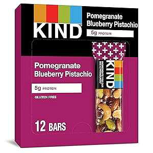 KIND Bars, Pomegranate Blueberry Pistachio, Healthy Snacks, Gluten Free, 5g Protein 12 Count