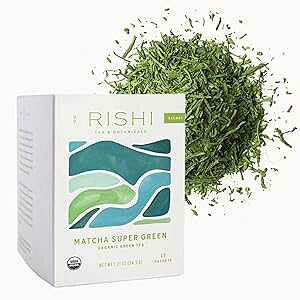 Rishi Tea Matcha Super Green Japanese Tea - Organic, Caffeinated Sachet Bags, Umami, Rich Sencha & Matcha Blend - 15 Count (Pack of 1) Rishi Tea Matcha Super Green Japanese Tea - Organic, Caffeinated Sachet Bags,