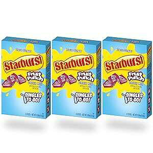 Starburst Singles To Go Zero Sugar Drink Mix, Fruit Punch,6 Count (Pack of 3)
