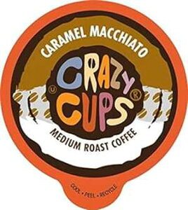 Crazy Cups キューリグ K カップマシン用フレーバーコーヒー、キャラメルマキアート、ホットまたはアイスドリンク、シングルサーブ 22 個、リサイクル可能なポッド Crazy Cups Flavored Coffee for Keuri