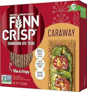 Finn Crisps Rye Crispbread with Caraway 7oz Thin, Crispy Rye Flatbreads with Caraway Authentic Finnish Sourdough Crispbread Caraway Rye Crackers by Finn Crisp [7oz Box]