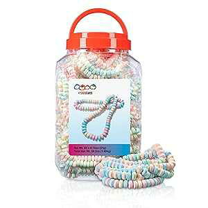 80 Candy Necklaces Individually Wrapped, Choker Style, Nostalgic Pastel Candy Jewelry Perfect for Party Favors, Pinata Fillers and Goodie Bags, Packed in a Convenient Display Tub, By 4YoreElves