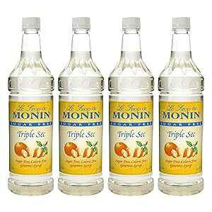Monin - Sugar Free Triple Sec Syrup, Sweet Orange Flavor, Great for Cocktails, Mocktails, & Mochas, Gluten-Free, Non-GMO (1 Liter, 4-Pack)