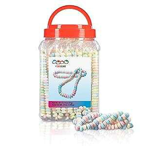 50 Candy Necklaces Individually Wrapped, Choker Style, Nostalgic Pastel Candy Jewelry Perfect for Party Favors, Pinata Fillers and Goodie Bags, Packed in a Convenient Display Tub, By 4YoreElves