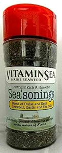 1 oz, Dulse, Kelp, Sea Salt, and Garlic, VITAMINSEA Furikake Seaweed Seasoning Dulse, Kelp, Garlic & Sea Salt Maine Coast Atl Hand Harvested & Sun Dried Vegan Certified Raw Sea Vegetables Perfect for Keto & I