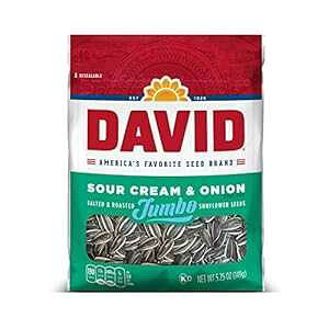 DAVID T[N[ & IjI W{ q}̎APgth[A5.25 IX̍Ė\ȃobO DAVID Seeds DAVID Sour Cream & Onion Jumbo Sunflower Seeds, Keto Friendly, 5.25 oz Resealable Bag