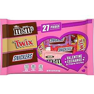 Mars SNICKERS, TWIX, M&M'S Milk Chocolate Valentine's Day Variety Chocolate Candy Bag, 14.52 oz., 27 Fun Size Packs