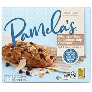 Pamela's Products Oet[ Whenever o[AI[c`R[g`bvRRibcA7.05 IXA5 A6 pbN Pamela's Products Gluten Free Whenever Bars, Oat Chocolate Chip Coconut, 7.05 Oz, 5 Count, Pack of 6