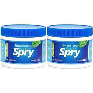 Spry Xylitol Peppermint Sugar Free Candy - Promote Oral Health, Increase Saliva Production, Stop Bad Breath, Non-GMO, Gluten-Free, 240 Count (Pack of 2) Spry Xylitol Peppermint Sugar Free Candy - Promote Oral Health