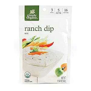 Simply Organic Ranch DipAFI[KjbNAOet[ 1.5IX 3pbN Simply Organic Ranch Dip, Certified Organic, Gluten-Free 1.5 oz Pack of 3
