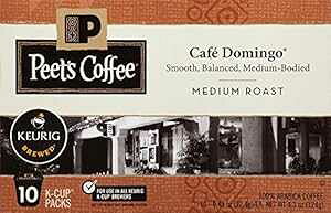 Peet's Coffee KJbv|bhA~fBA[XgAJtFh~SA10i6pbNj Peet's Coffee Peet s Coffee K-Cup Pods, Medium Roast, Caf Domingo, 10 Count (Pack of 6)