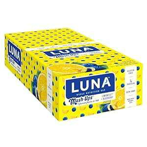 Luna Bar LUNA Mash-Ups - LemonZest + Blueberry Flavor - Gluten-Free - Non-GMO - 7-9g Protein - Made with Organic Oats - Low Glycemic - Whole Nutrition Snack Bars - 1.69 oz. (15 Count)