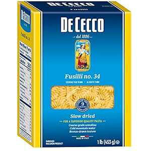 De Cecco ZipX^AtWb No.34A1|h (5pbN) De Cecco Semolina Pasta, Fusilli No.34, 1 Pound (Pack of 5)