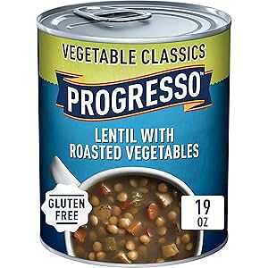 Progresso Vegetable Classics�A�����Y���ƃ��[�X�g��؂̊ʋl�X�[�v�A�O���e���t���[�A19 �I���X Progresso Vegetable Classics, Lentil With Roasted Vegetables Canned Soup, Gluten Free, 19 oz.