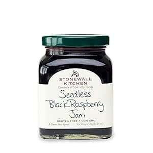 Stonewall Kitchen V[hX ubN Yx[ WA12 IX Stonewall Kitchen Seedless Black Raspberry Jam, 12 ounces