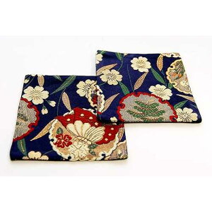 _哰 R[X^[ {̓`D E 2Zbg (FTCu[j SHINSENDO Kimono Coasters Japanese Traditional Fabrics Kinran Set of 2 (Pattern Name: Samurai Blue
