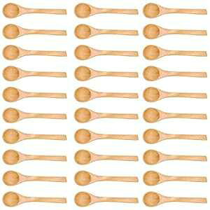 Zerodis 30pcs Mini Handmade Wooden Spoon Small Wood Children Spoons Ice-cream Sugar Honey Coffee Teaspoon Kitchen Condiment Spoon