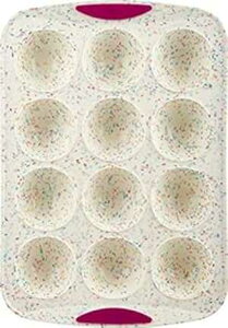 gh[\ zCg 12 Jbv h[ P[Lp/^ VR[ϔMMA Trudeau Structure White Confetti Reinforced 12 Cup Dome Cake Pan/Mold Silicone Bakeware, Medium